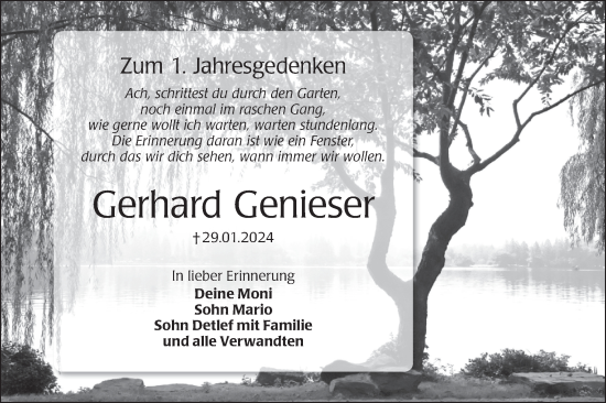 Traueranzeige von Gerhard Genieser von Lausitzer Rundschau