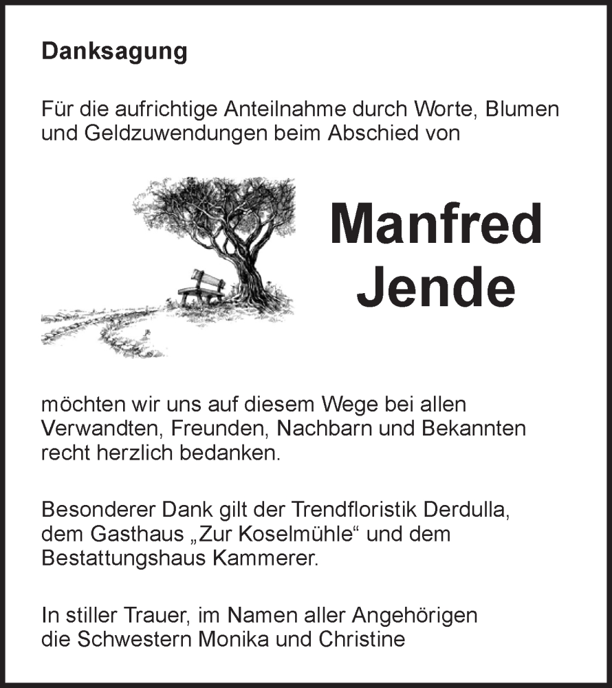  Traueranzeige für Manfred Jende vom 22.02.2025 aus Lausitzer Rundschau