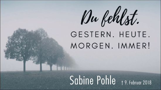 Traueranzeige von Sabine Pohle von Lausitzer Rundschau