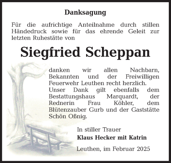 Traueranzeige von Siegfried Scheppan von Lausitzer Rundschau
