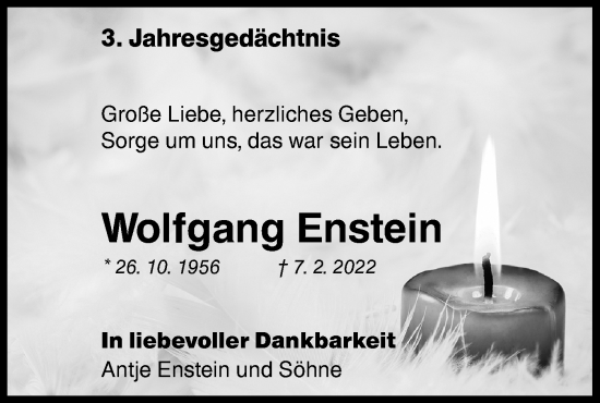 Traueranzeige von Wolfgang Enstein von Lausitzer Rundschau