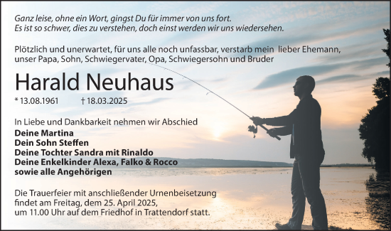 Traueranzeige von Harald Neuhaus von Lausitzer Rundschau