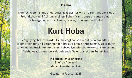 Traueranzeige von Kurt Hoba von Lausitzer Rundschau