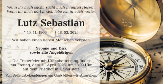 Traueranzeige von Lutz Sebastian von Lausitzer Rundschau