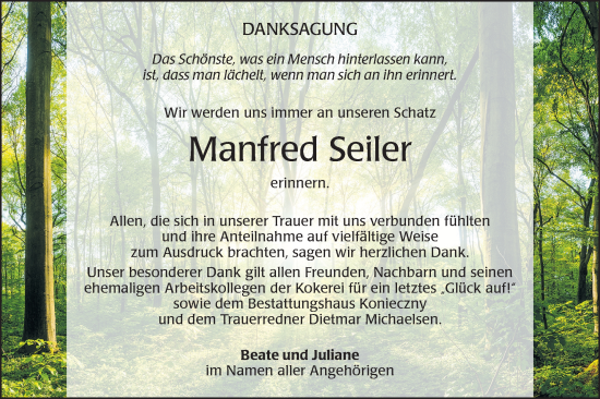 Traueranzeige von Manfred Seiler von Lausitzer Rundschau