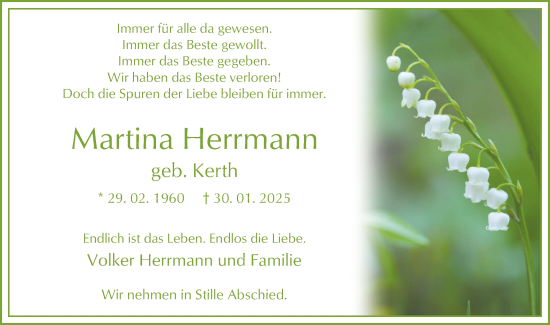 Traueranzeige von Martina Herrmann von Lausitzer Rundschau