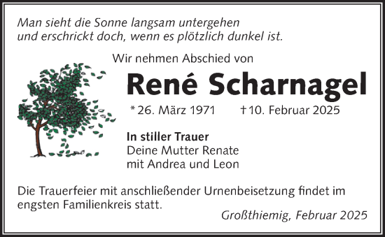 Traueranzeige von Rene Scharnagel von Lausitzer Rundschau