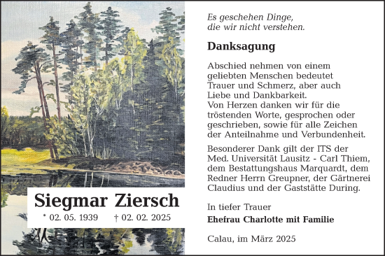 Traueranzeige von Siegmar Ziersch von Lausitzer Rundschau