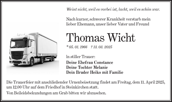 Traueranzeige von Thomas Wicht von Lausitzer Rundschau