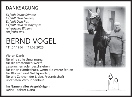 Traueranzeige von Bernd Vogel von Lausitzer Rundschau