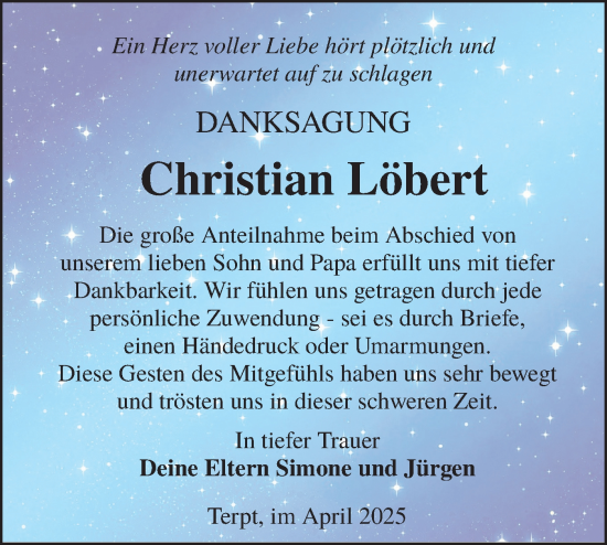 Traueranzeige von Christian Löbert von Lausitzer Rundschau