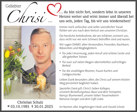 Traueranzeige von Christian Schulz von Lausitzer Rundschau