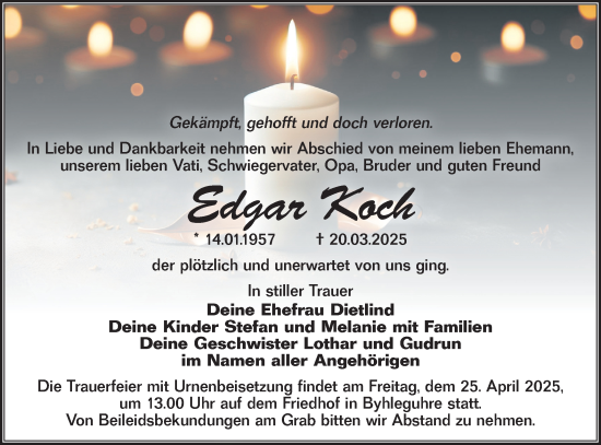 Traueranzeige von Edgar Koch von Lausitzer Rundschau
