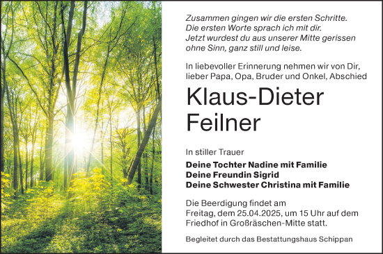 Traueranzeige von Klaus-Dieter Feilner von Lausitzer Rundschau