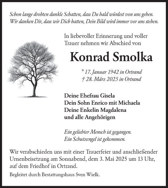 Traueranzeige von Konrad Smolka von Lausitzer Rundschau