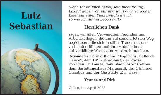 Traueranzeige von Lutz  von Lausitzer Rundschau