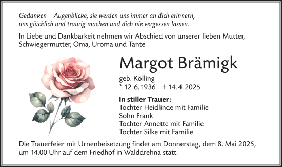 Traueranzeige von Margot Brämigk von Lausitzer Rundschau