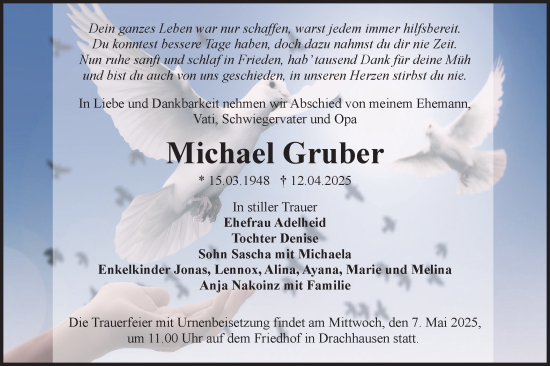 Traueranzeige von Michael Gruber von Lausitzer Rundschau