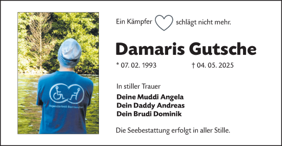 Traueranzeige von Damaris Gutsche von Lausitzer Rundschau