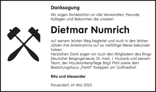 Traueranzeige von Dietmar Numrich von Lausitzer Rundschau