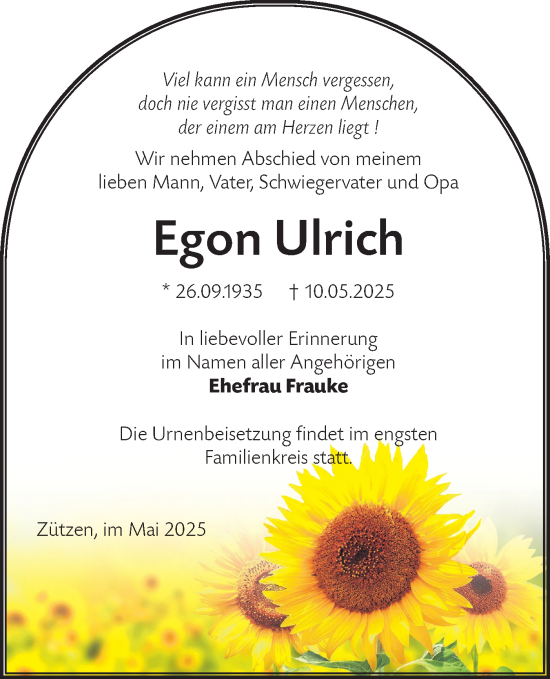 Traueranzeige von Egon Ulrich von Lausitzer Rundschau