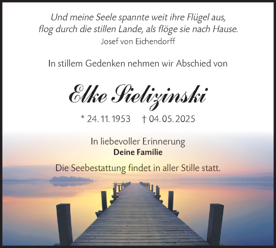 Traueranzeige von Elke Sielizinski von Lausitzer Rundschau