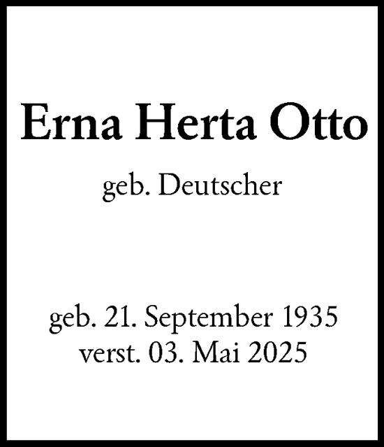 Traueranzeige von Erna Herta Otto von Lausitzer Rundschau