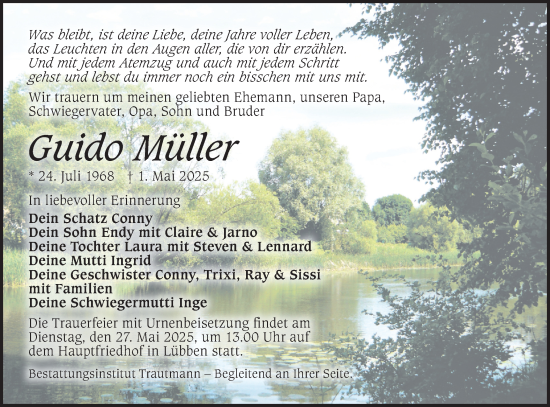 Traueranzeige von Guido Müller von Lausitzer Rundschau