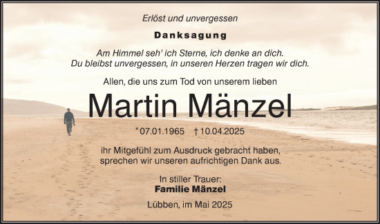 Traueranzeige von Martin Mänzel von Lausitzer Rundschau