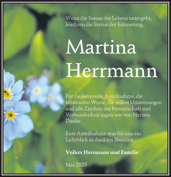 Traueranzeige von Martina Herrmann von Lausitzer Rundschau