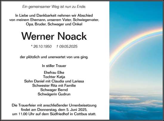 Traueranzeige von Werner Noack von Lausitzer Rundschau