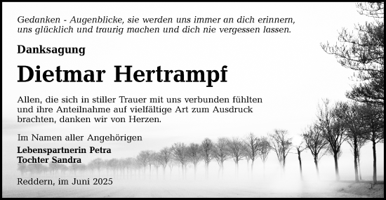 Traueranzeige von Dietmar Hertrampf von Lausitzer Rundschau