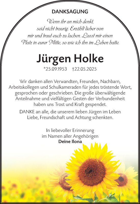 Traueranzeige von Jürgen Holke von Lausitzer Rundschau