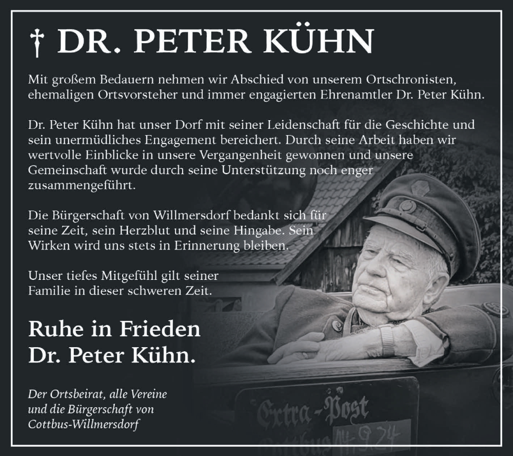  Traueranzeige für Peter Kühn vom 20.06.2025 aus Lausitzer Rundschau