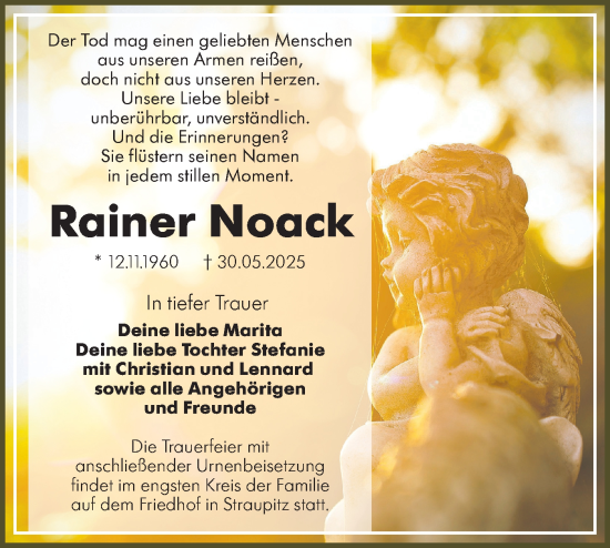 Traueranzeige von Rainer Noack von Lausitzer Rundschau