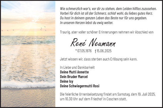 Traueranzeige von René Neumann von Lausitzer Rundschau