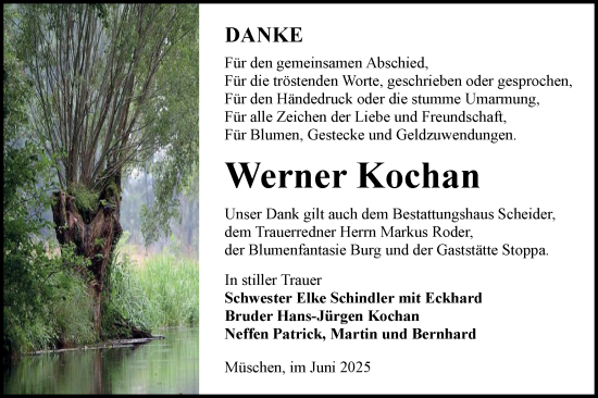 Traueranzeige von Werner Kochan von Lausitzer Rundschau