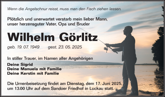 Traueranzeige von Wilhelm Görlitz von Lausitzer Rundschau