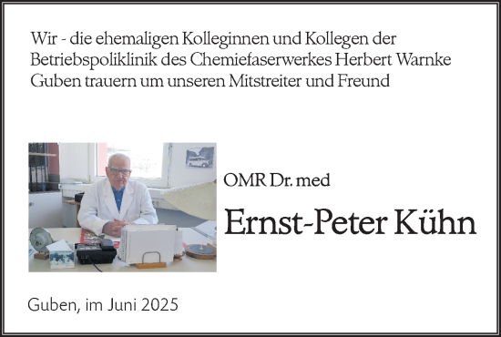 Traueranzeige von Ernst-Peter Kühn von Lausitzer Rundschau