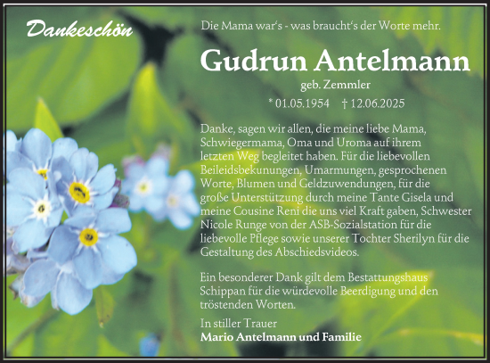 Traueranzeige von Gudrun Antelmann von Lausitzer Rundschau