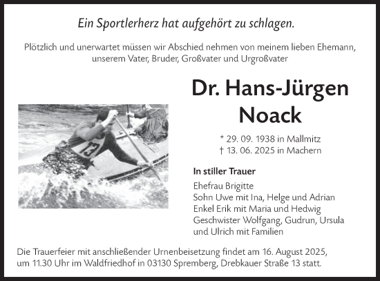 Traueranzeige von Hans-Jürgen Noack von Lausitzer Rundschau