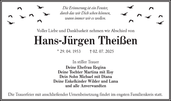 Traueranzeige von Hans-Jürgen Theißen von Lausitzer Rundschau