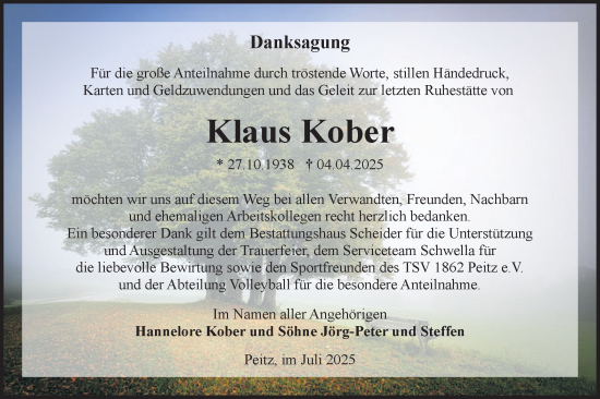Traueranzeige von Klaus Kober von Lausitzer Rundschau