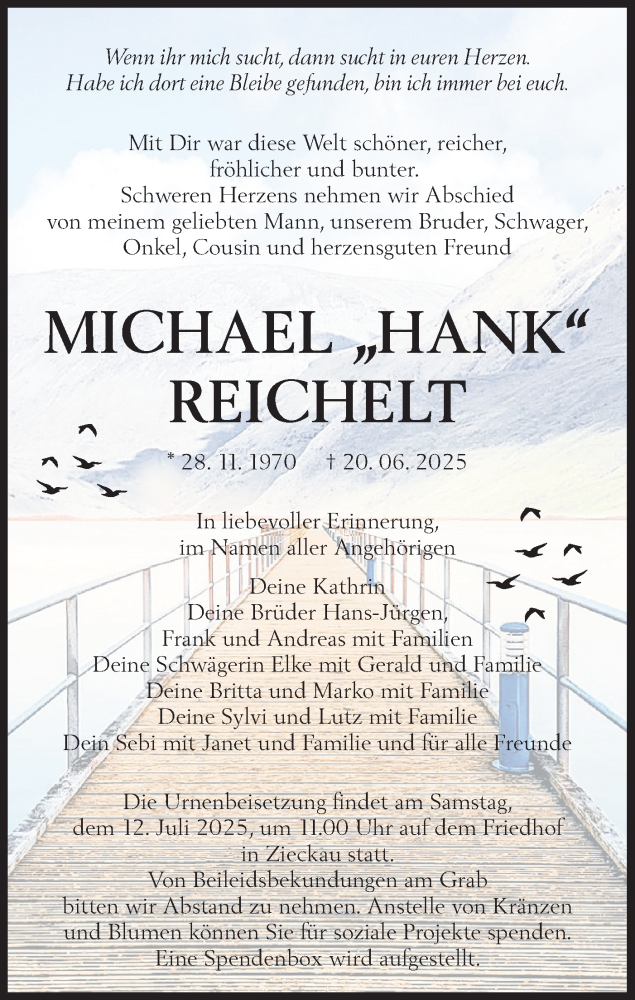  Traueranzeige für Michael Reichelt vom 05.07.2025 aus Lausitzer Rundschau