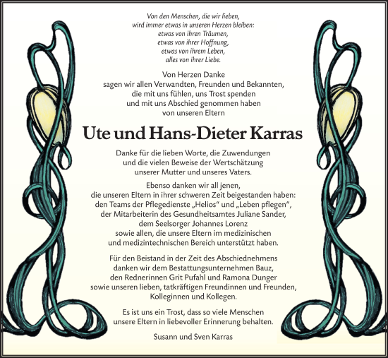Traueranzeige von Ute Karras von Lausitzer Rundschau