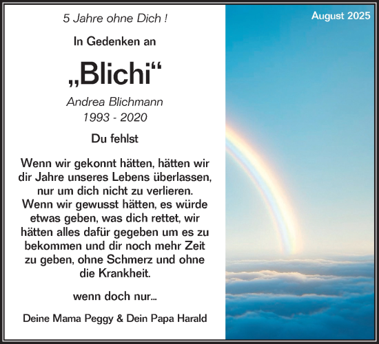Traueranzeige von Andrea Blichmann von Lausitzer Rundschau