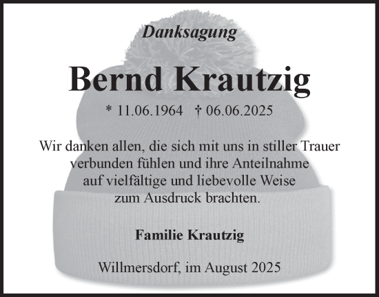 Traueranzeige von Bernd Krautzig von Lausitzer Rundschau