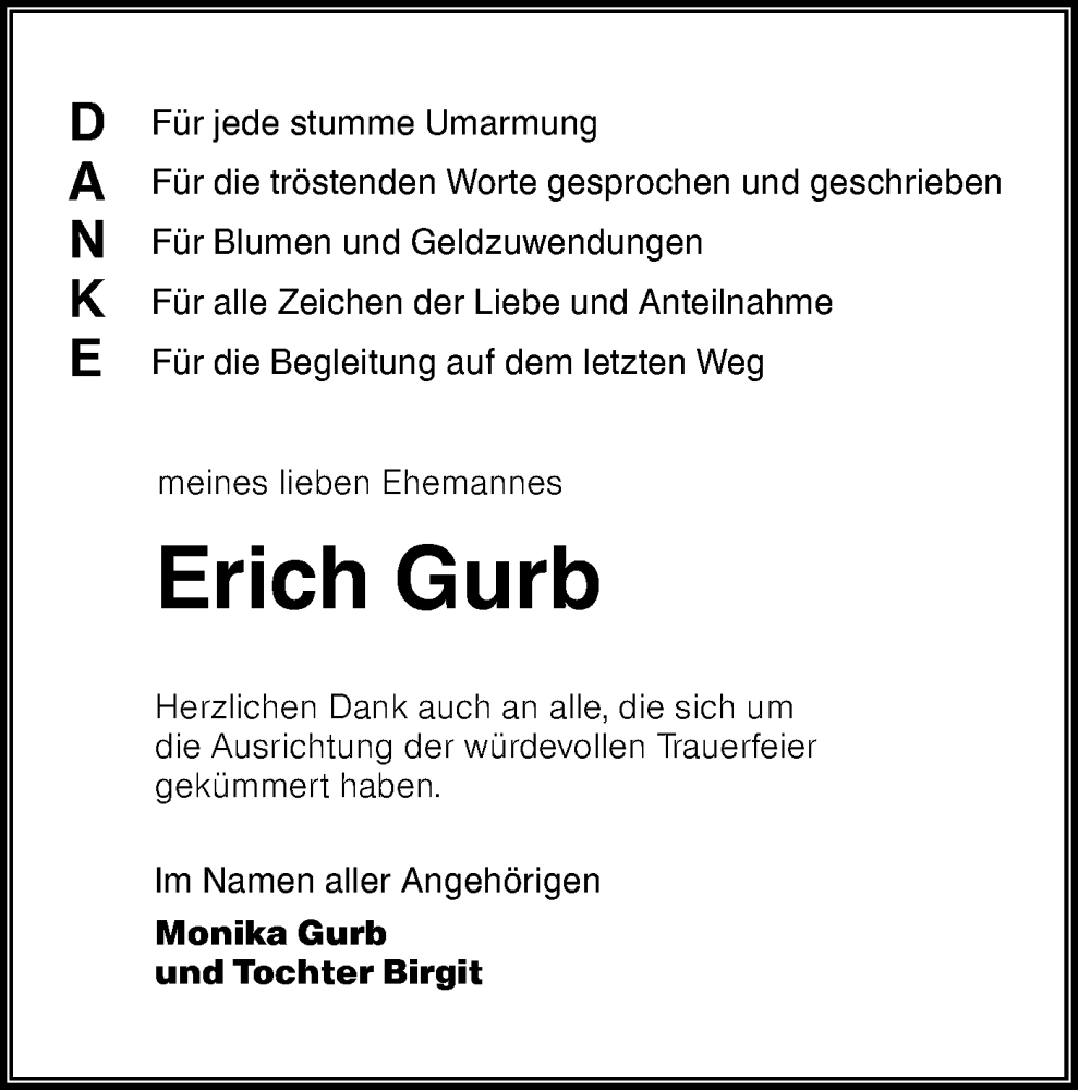  Traueranzeige für Erich Gurb vom 02.08.2025 aus Lausitzer Rundschau