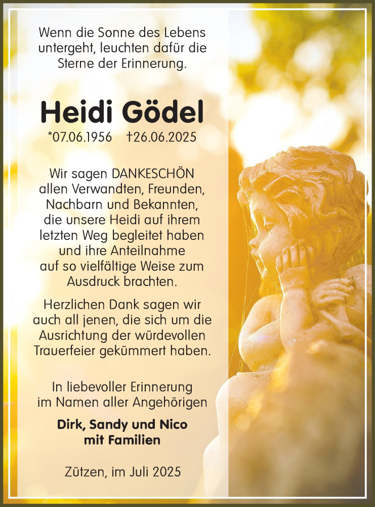  Traueranzeige für Heidi Gödel vom 02.08.2025 aus Lausitzer Rundschau