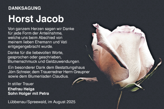 Traueranzeige von Horst Jacob von Lausitzer Rundschau